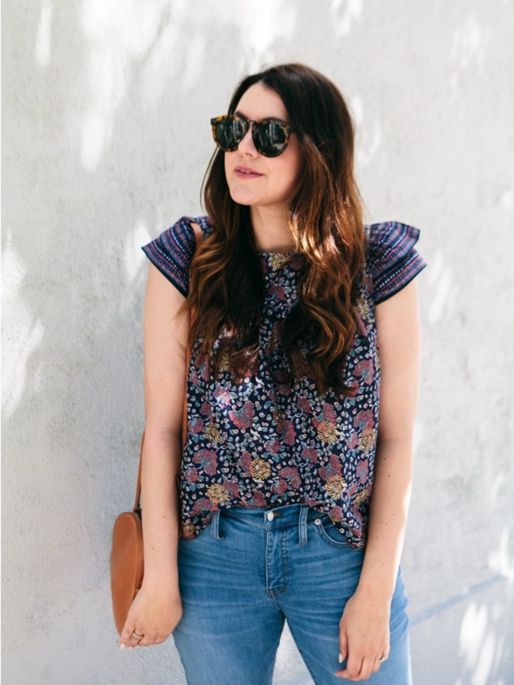 Madewell Floral Cap-Sleeve Top
